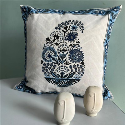 Indigo Botanical Elegance Cotton Cushion Covers