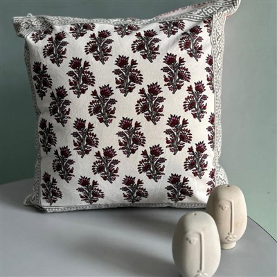 Crimson Blossom Harmony Cotton Cushion Covers