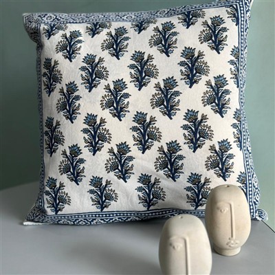 Indigo Floral Delight Cotton Cushion Covers