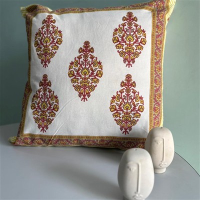Crimson Floral Elegance Cotton Cushion Covers