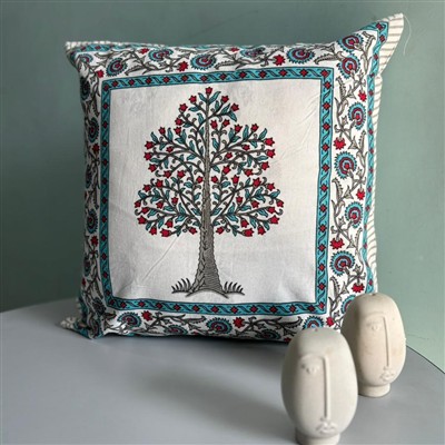 Crimson Tree Blossom Cotton Cushion Covers