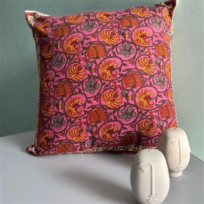 Vibrant Pink Floral Cotton Cushion Covers