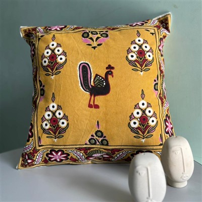 Crimson Rooster Floral Cotton Cushion Covers