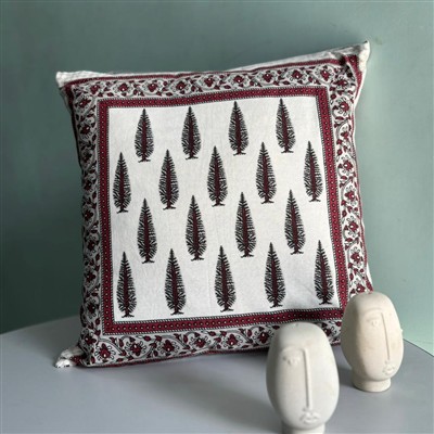 Burgundy Tree Harmony Cotton Cushion Covers