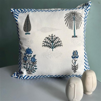 Turquoise Geometric Cascade Cotton Cushion Covers