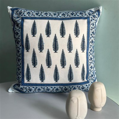 Indigo Blossom Geometric Cotton Cushion Covers