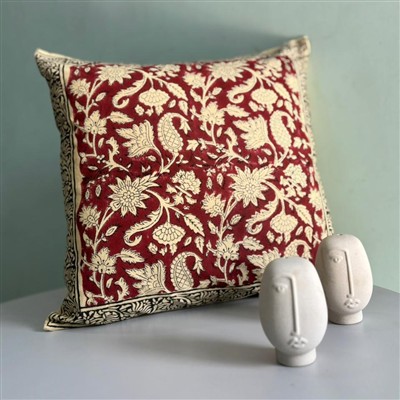 Crimson Blossoms Floral Cotton Cushion Covers