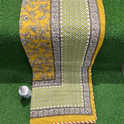 Mustard Floral Geometric Cotton Dohar