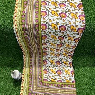 Golden Floral Geometric Cotton Dohar
