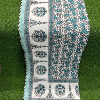 Turquoise Floral Harmony Cotton Dohar