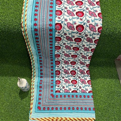 Crimson Floral Elegance Cotton Dohar