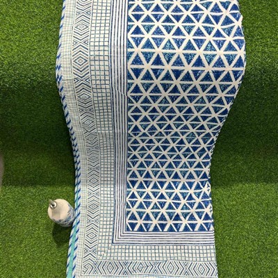 Navy Geometric Elegance Cotton Dohar