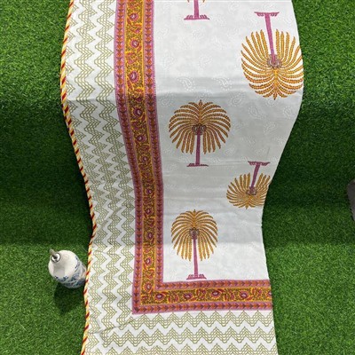 Mustard Palm Geometric Cotton Dohar
