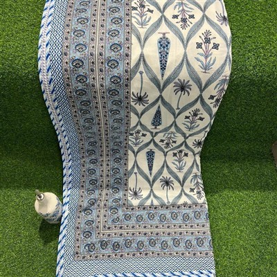 Creamy Sky Floral Cotton Dohar