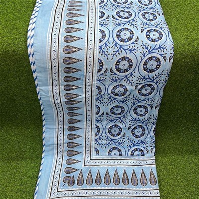 Sky Blue Floral Elegance Cotton Dohar