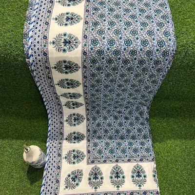 Teal Paisley Blossom Cotton Dohar