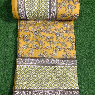 Mustard Blossom Geometric Cotton Quilt