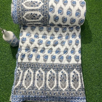 Navy Paisley Cotton Quilt