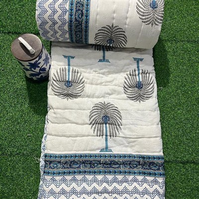 Navy Floral Dreamscape Cotton Quilt