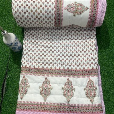 Crimson Floral Paisley Cotton Quilt