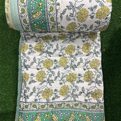 Golden Petal Paisley Cotton Quilt