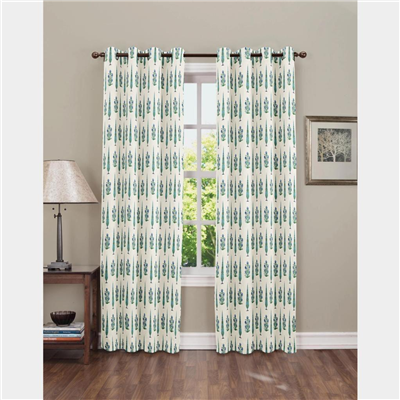 Ivory Turquoise Blossom Curtains