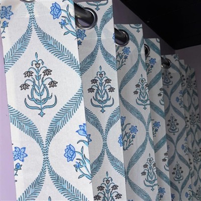 Ivory Floral Harmony Cotton Curtains