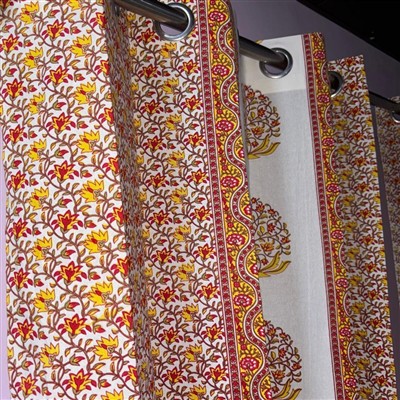 Peach Blossom Floral Cotton Curtains