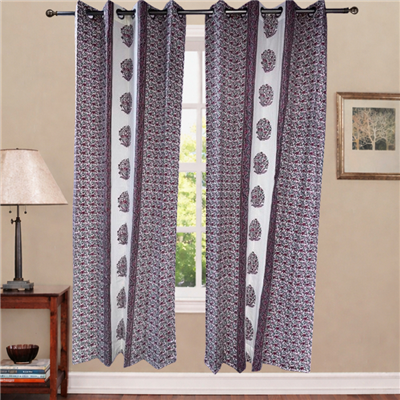 Crimson Blossom Cotton Curtains