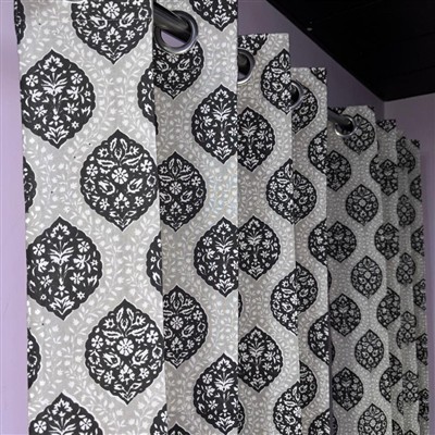 Black Paisley Cotton Curtains