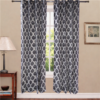 Black Paisley Cotton Curtains