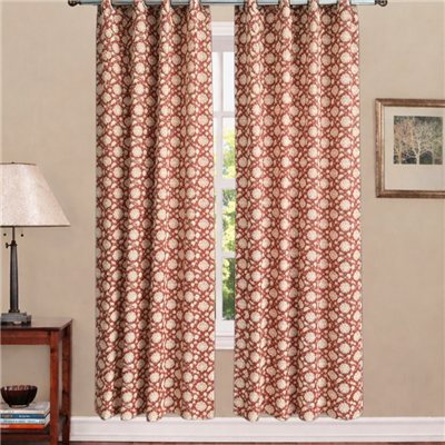 Crimson Floral Elegance Cotton Curtains