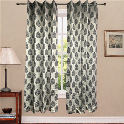 Navy Blue Tree Harmony Cotton Curtains