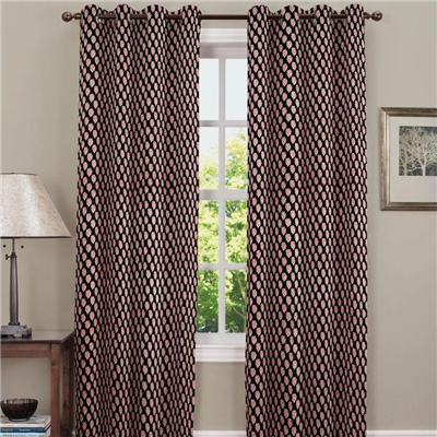 Midnight Black Floral Charm Cotton Curtains
