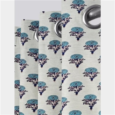 Teal Tree Harmony Cotton Curtains