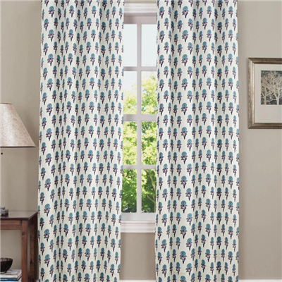 Teal Tree Harmony Cotton Curtains