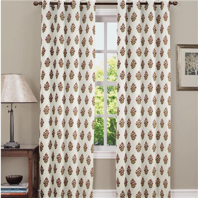 Dusty Rose Blossoms Cotton Curtains