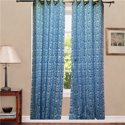 Denim Floral Charm Cotton Curtains