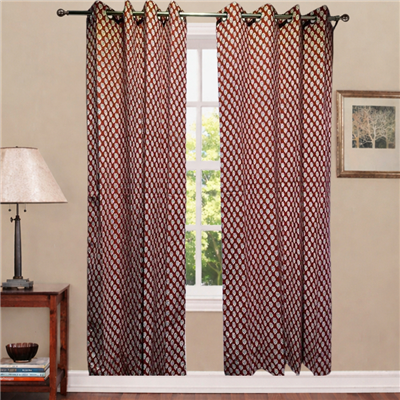 Terracotta Floral Elegance Cotton Curtains
