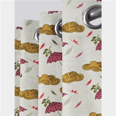 Sunny Daydream Umbrella Print Cotton Curtains