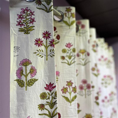 Fuchsia Floral Symphony Cotton Curtains