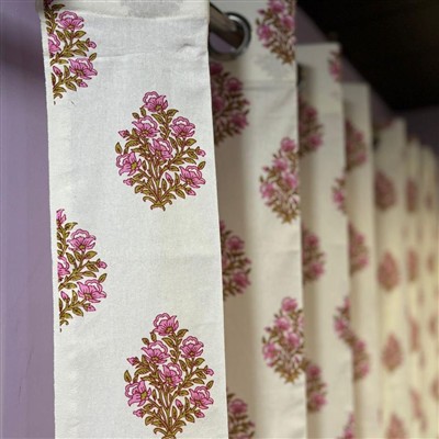 Earthy Blossom Heritage Cotton Curtains