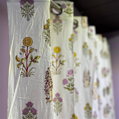 Ivory Orchid Garden Cotton Curtains