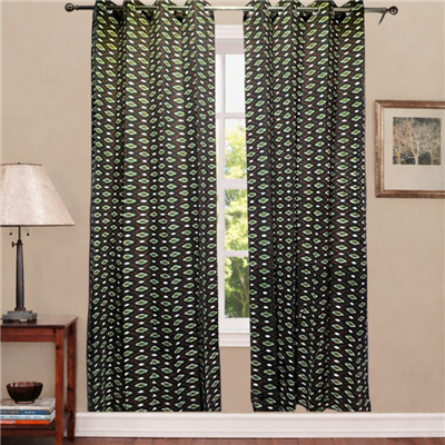 Midnight Geometry Block Print Cotton Curtains