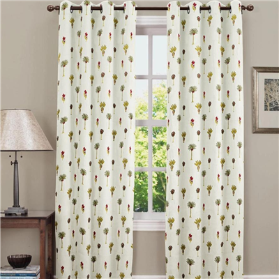 Sage Green Tropical Palm Print Cotton Curtains