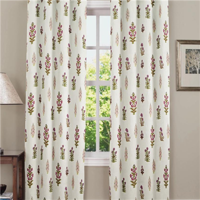 Lavender Bloom Hand Block Print Curtains