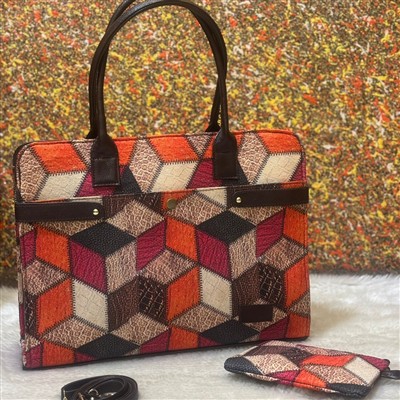 Crimson Hexagonal Weave Tote