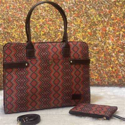 Crimson Zigzag Canvas Work Bag