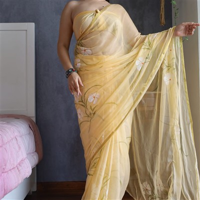 Butter Blossom Floral Chiffon Saree