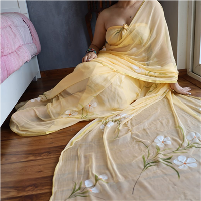 Butter Blossom Floral Chiffon Saree